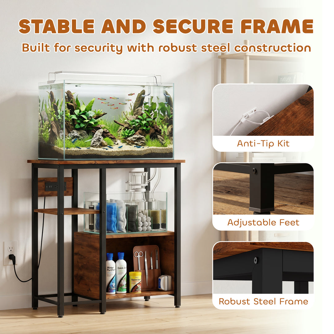 Fish Tank Stand with Power Outlets Aquarium Stand with Cabinet 20-29 G