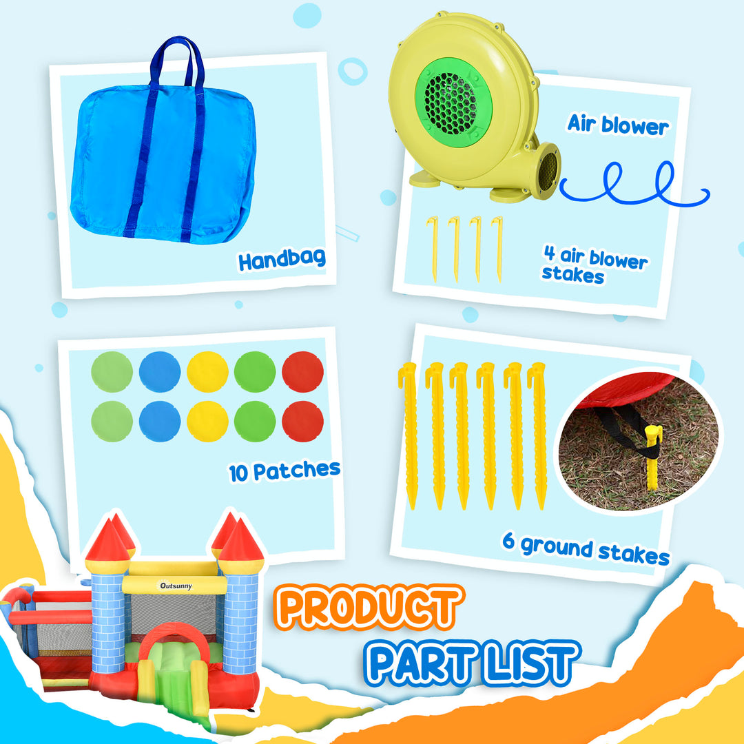 MCL Kids Bounce Castle Inflatable Trampoline Slide Pool Basket for Kids Age 3-10, 3 x 2.75 x 2.1m