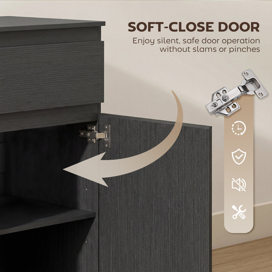 Modern Chest Of Drawers, 5 Drawer Dresser with Adjustable Shelf, Soft-