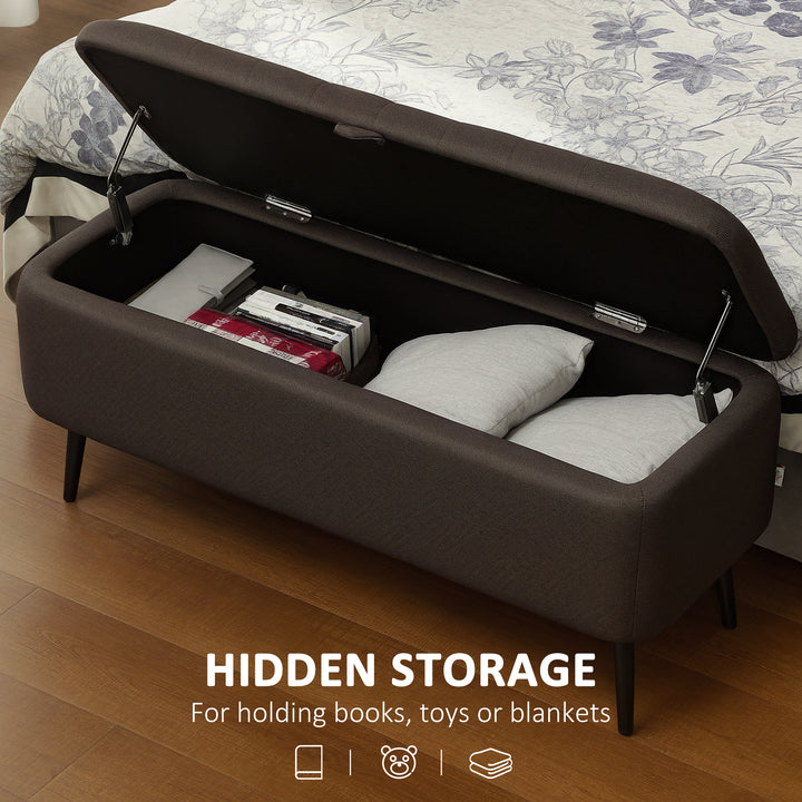 Linen-Look 92 x 31cm Storage Ottoman - Dark Brown