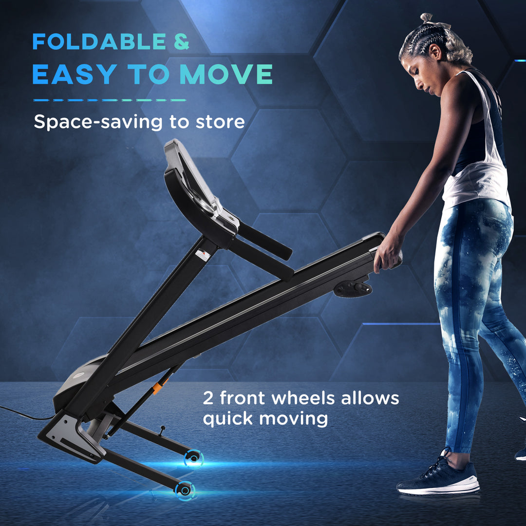 Folding Treadmill, 2.0HP Incline Treadmill Running Machine, 12.8 km/h, with LED Display, Manual Incline, 12 Preset Programs, Drink & Phone Holder for Home Gym Fitness