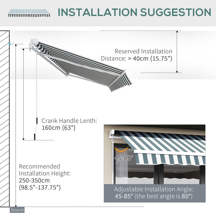 Retractable Awning, 2.5x2 m-Dark Green/White