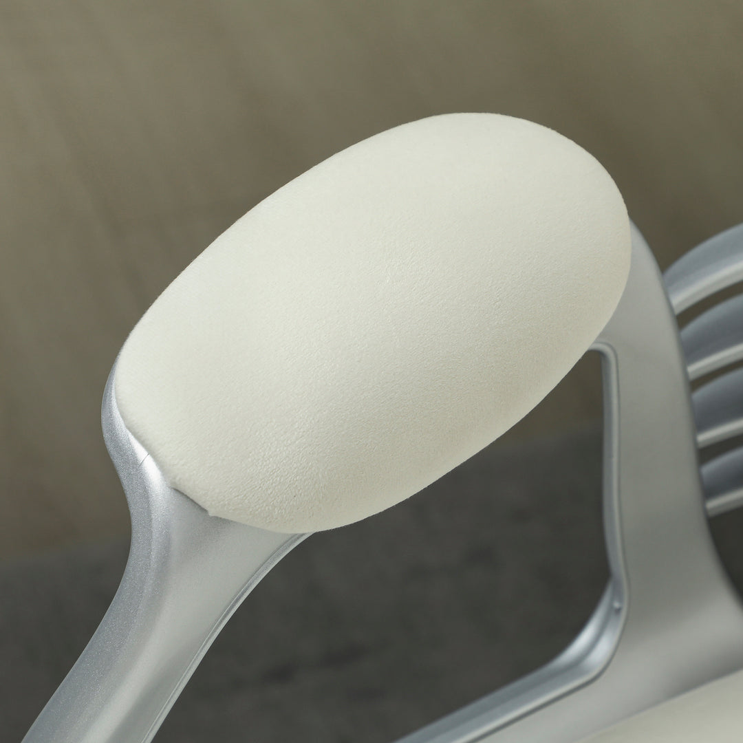 Velvet-Feel Work Chair, with Diamante Back - Cream