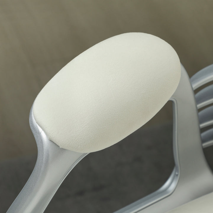Velvet-Feel Work Chair, with Diamante Back - Cream