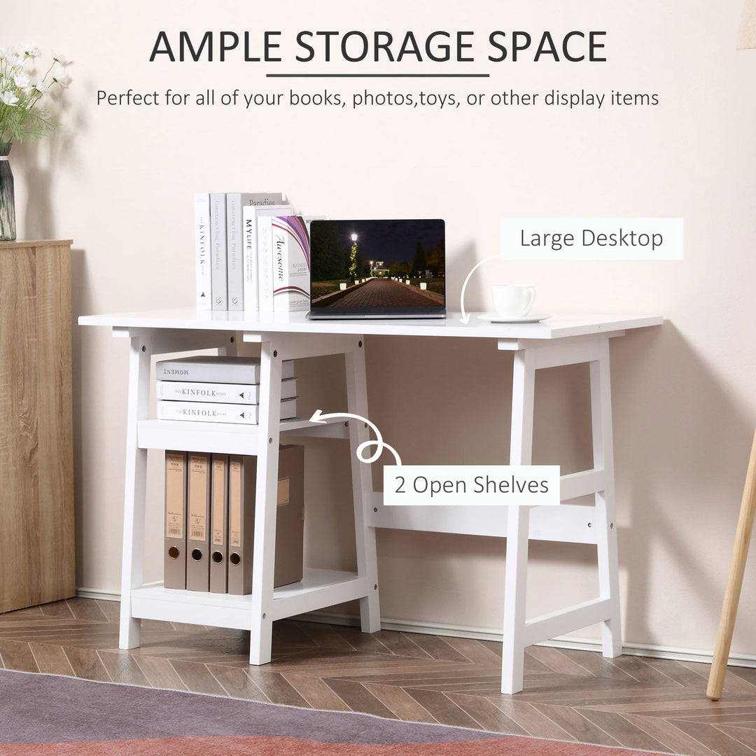 Compact Computer Desk with Storage Shelves, Study Table with Bookshelf, PC Table Workstation for Home Office, Study, Easy Assembly, 120 x 51cm, White