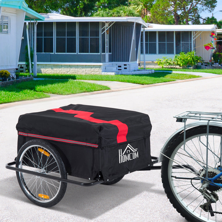 MCL Two-Wheel Bicycle Large Cargo Wagon Trailer Oxford Fabric, Folding Storage, & Removable Cover, Red