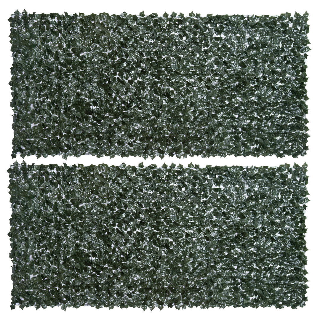 2-Piece Artificial Leaf Hedge Screen Privacy Fence Panel for Garden Outdoor Indoor Decor, Dark Green, 3M x 1.5M