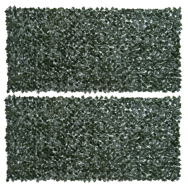 2-Piece Artificial Leaf Hedge Screen Privacy Fence Panel for Garden Outdoor Indoor Decor, Dark Green, 3M x 1.5M