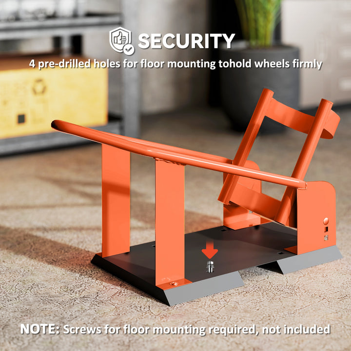 Motorcycle Wheel Chock, 816.5 kg Capacity Heavy Duty Steel Motorcycle Front Wheel Chock Holder with 3 Height Adjustable Holes, Fits 381-533.4 mm Wheels, Orange