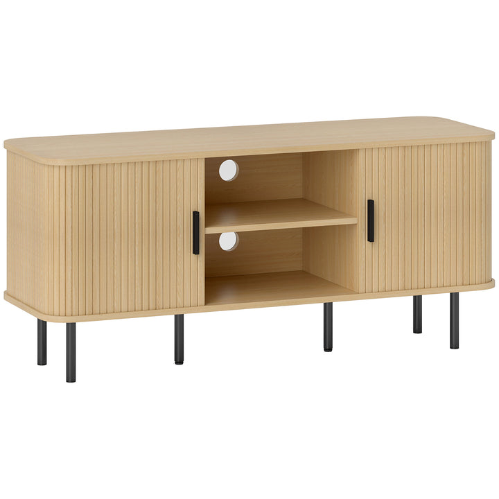 TV Stand Cabinet for TVs up to 55 Inches, TV Unit with Storage Shelves and Cupboard for Living Room, Oak Tone