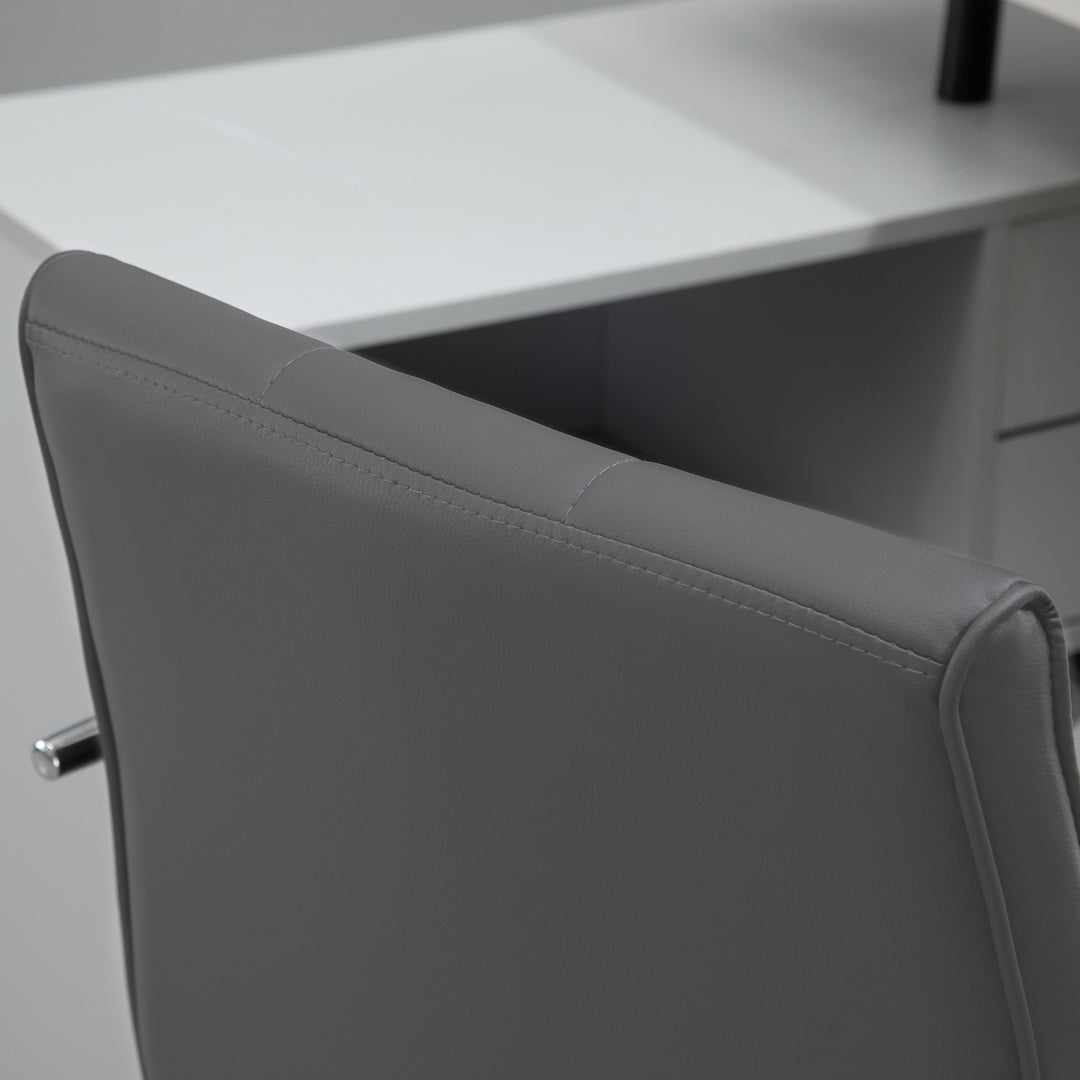 PU Leather Home Office Desk Chair, Computer Chair with Mid Back, Arm, Swivel Wheels, Adjustable Height, Grey