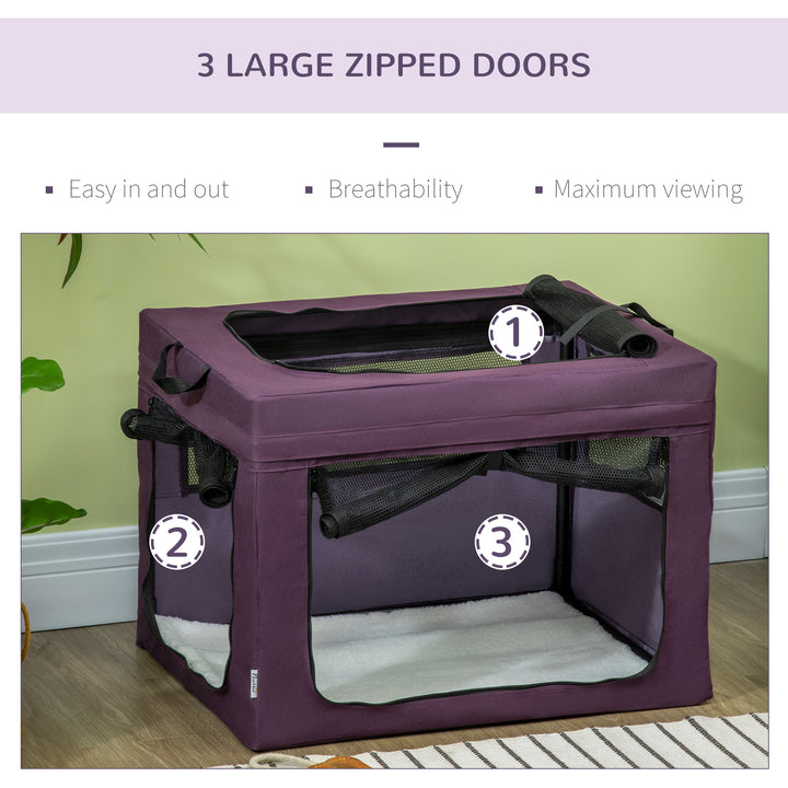 69cm Pet Carrier, with Cushion, for Miniature and Small Dogs - Purple
