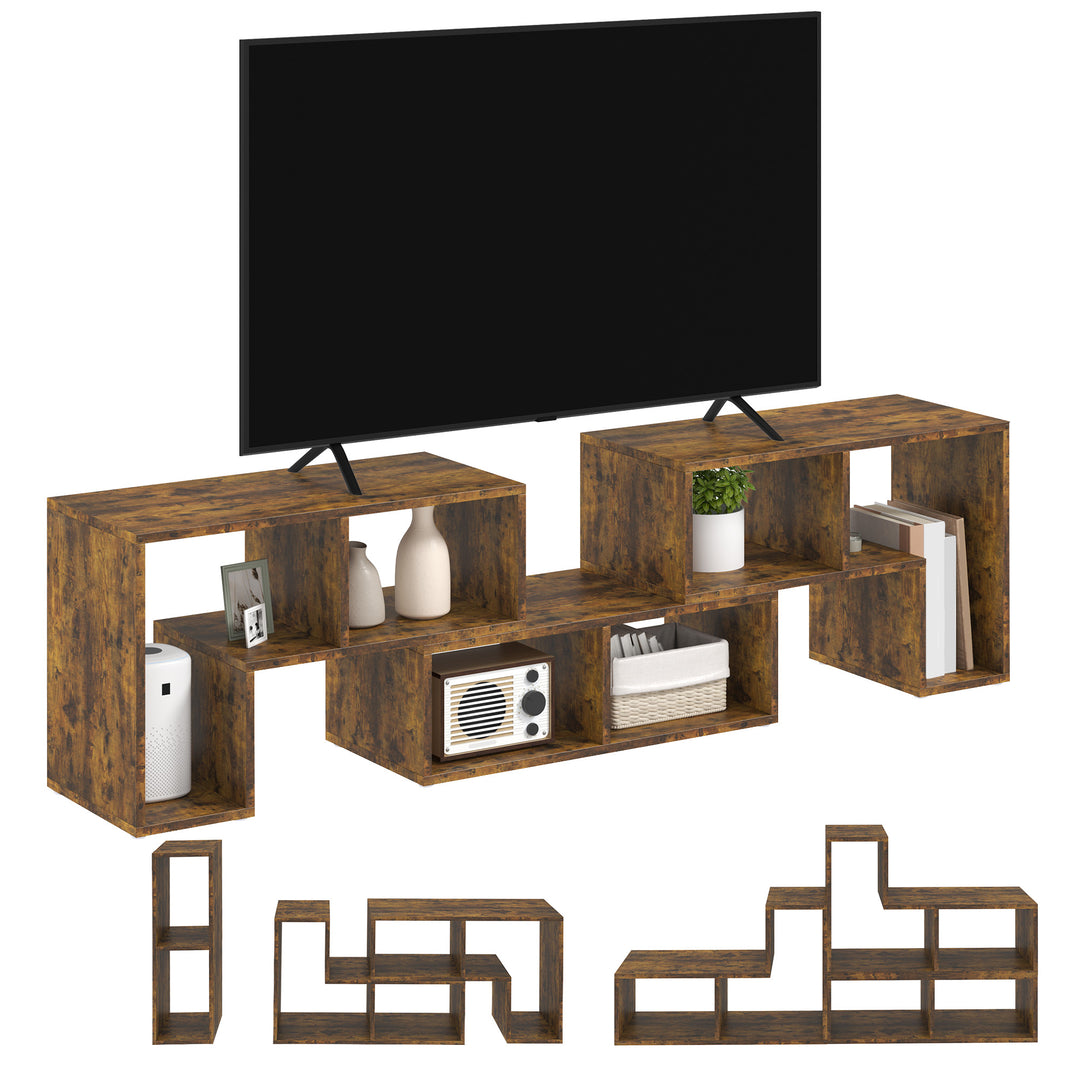 TV Stand for TVs up to 75 Inches, Free Combination TV Unit with Storage Shelves, Extendable Entertainment Centre for Living Room, Rustic Brown