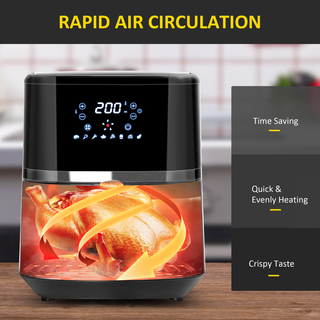 4.5L Air Fryer, 8-in-1 Digital Air Fryer Oven with Rapid Air Circulation, Temp Control & Timer, Non-stick Basket, Oil-Free Cook, 1500W, Black