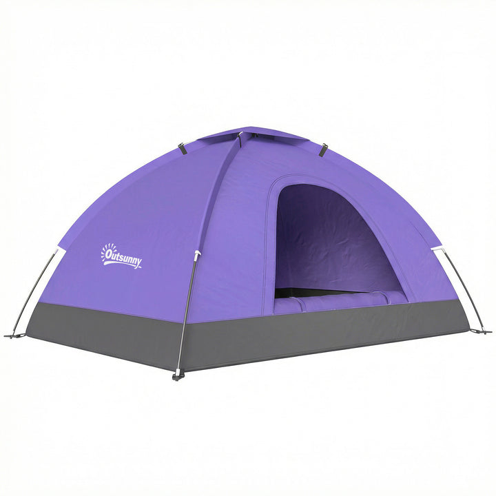 2 Person Camping Tent, Dome Tent with Zipped Doors, Storage Pocket, Po