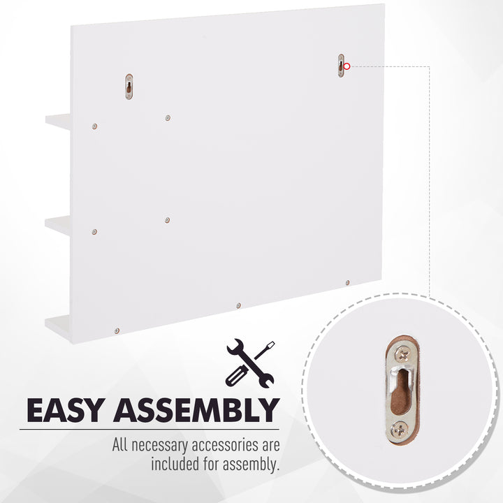 MCL Modern Bathroom Mirror, Wall-mounted Vanity Mirror with 3 Tiers Storage Shelves for Make Up, White