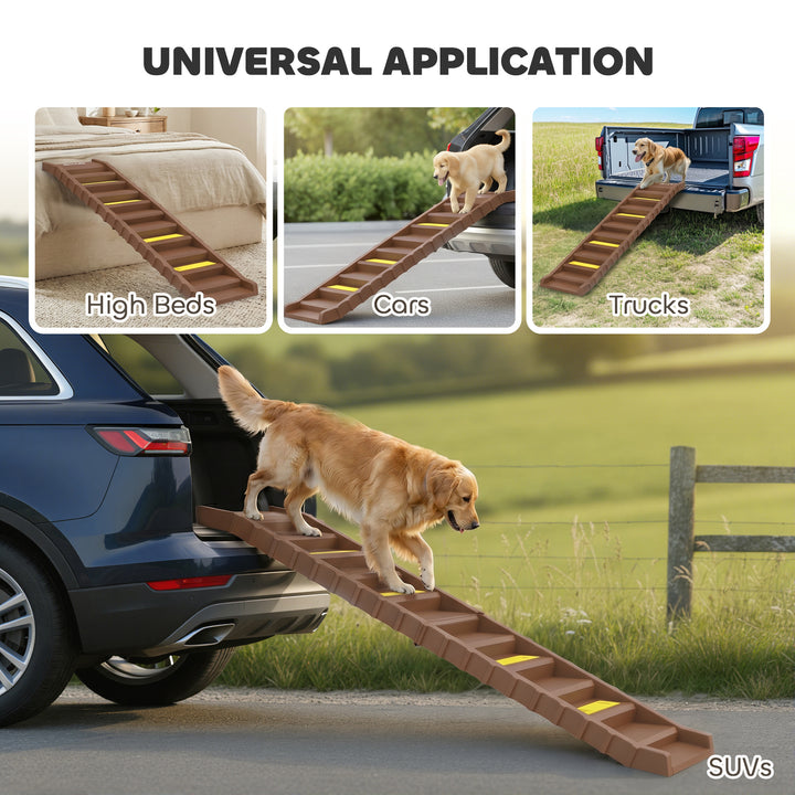 Dog Car Ramp with Anti-Slip Steps, 10-Steps Pet Stairs for Pets to Acc