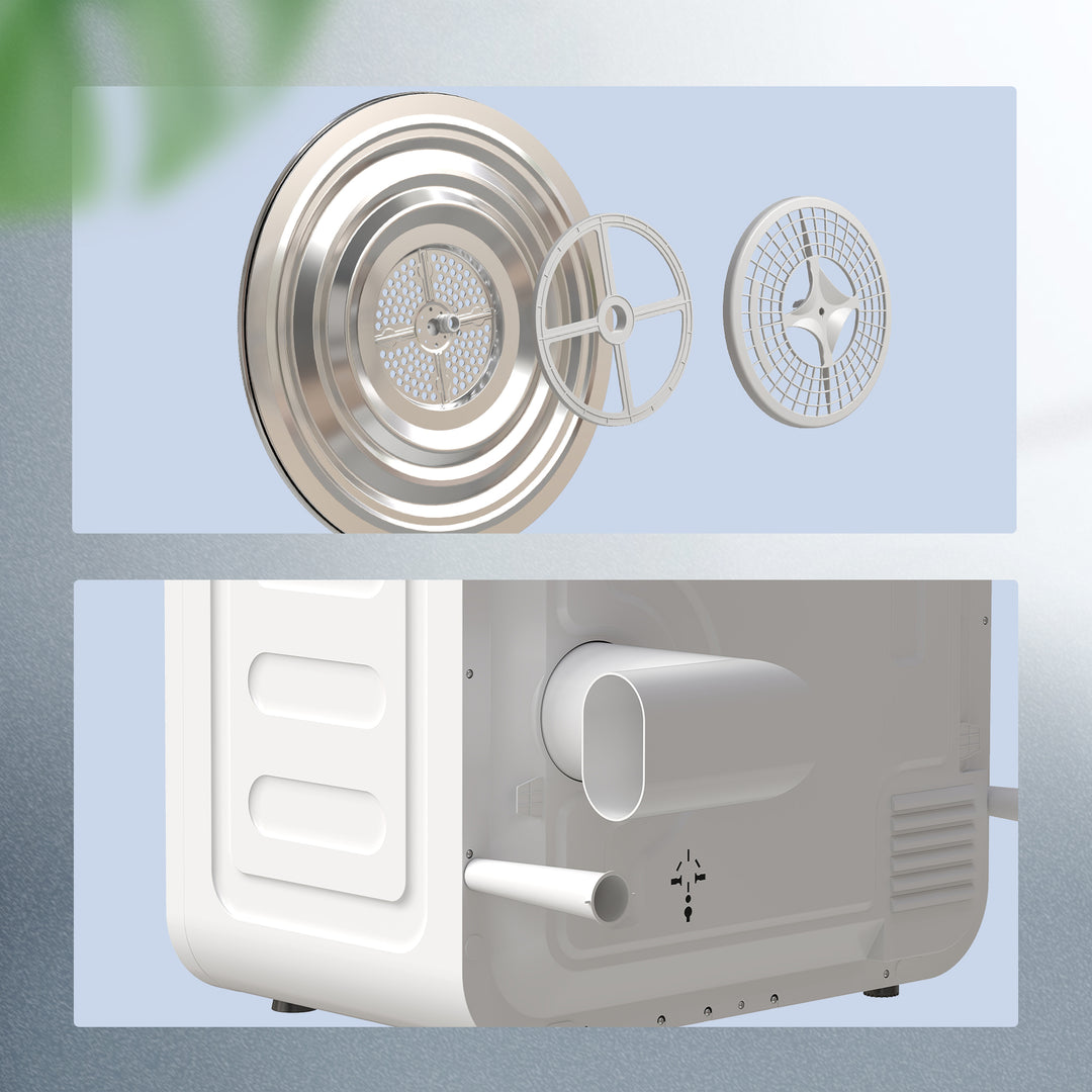 MCL 4kg Vented Tumble Dryer, 800W Compact Freestanding Front Tumble Dryer with Stainless Steel Tub and Customisable Timer, Wall-Mounted Portable Small Clothes Drying Machine, White