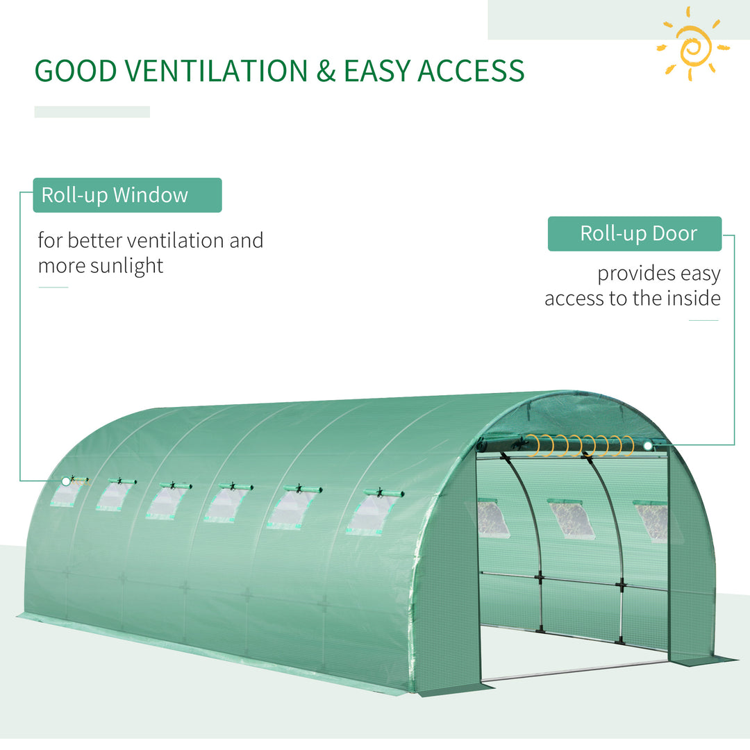 MCL 6 x 3 x 2m Greenhouse Replacement Cover ONLY Winter Garden Plant PE Cover for Tunnel Walk-in Greenhouse with Roll-up Windows Door Outdoor, Green