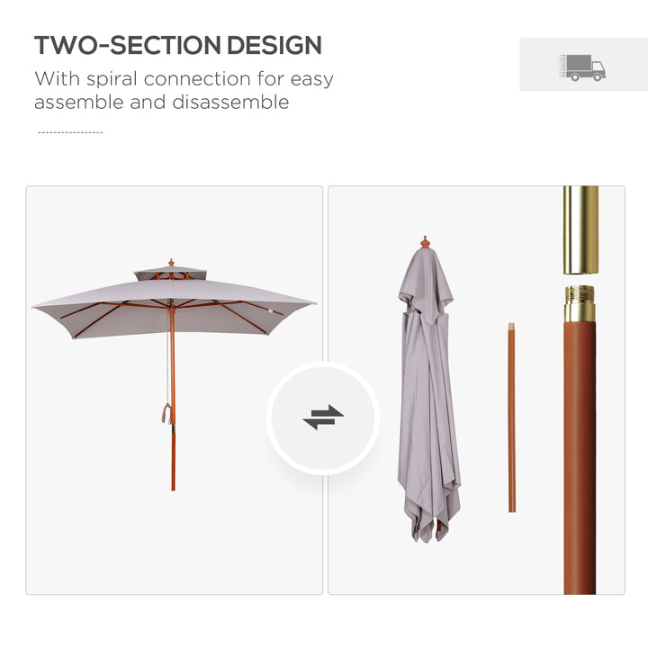 3 m Square Canopy Parasol - Grey
