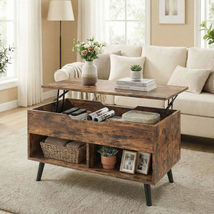 Lift Top Coffee Table with Hidden Storage Living Room Table Metal - view 2