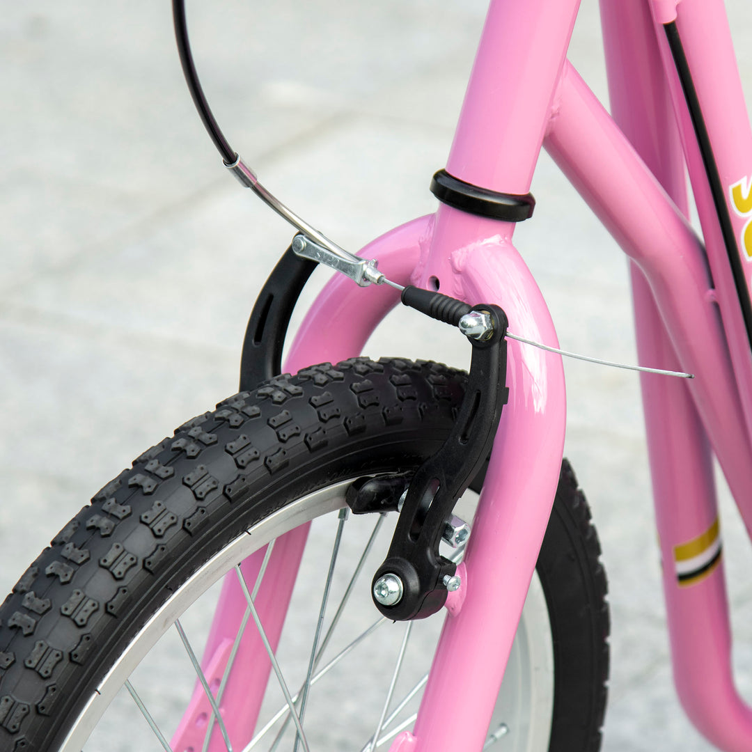 MCL Kids Scooter, Teen Kick Scooter with Rubber Wheels, 16" Front Wheel, Height Adjustable Handlebar, Dual Brakes, Kick Stand, for 5+ Years, Pink