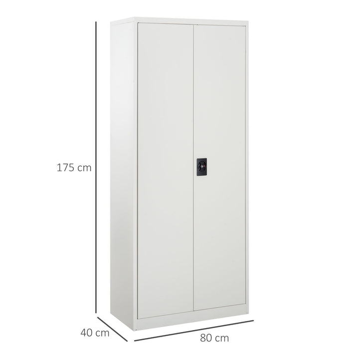 Cool Rolled Steel Tall Office Lockable Filing Cabinet 2 Doors 4 Internal Adjustable Shelves Bookcase Cabinet Storage Unit 80 L x 40 W x 184 cm