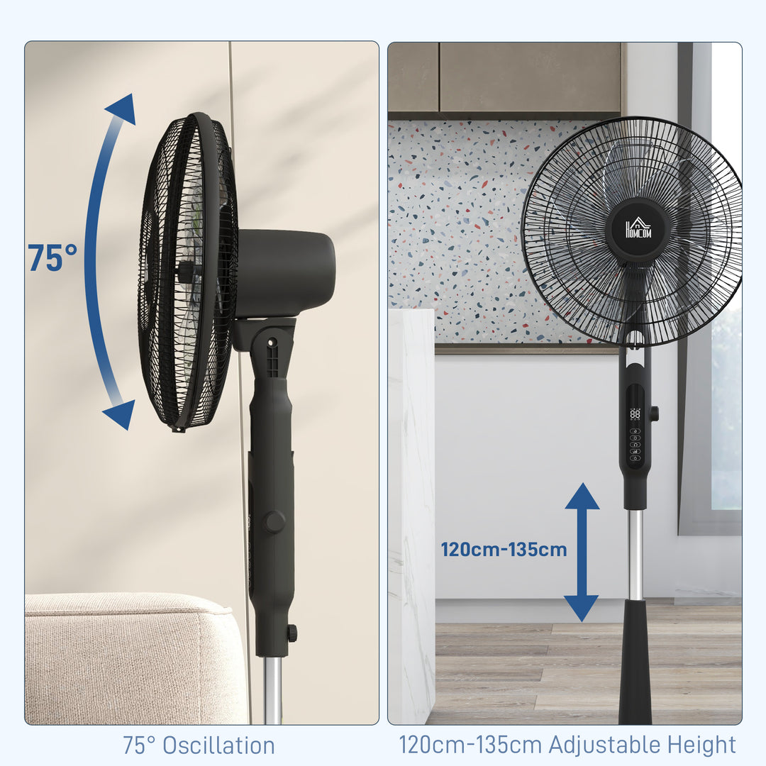 HOMCOM DC Pedestal Fan, 17.5'' Standing Fan w/ 28 Speeds, 3 Modes, 75° Oscillation, 12-Hour Timer, Adjustable Height, Mosquito Repellent | Aosom UK