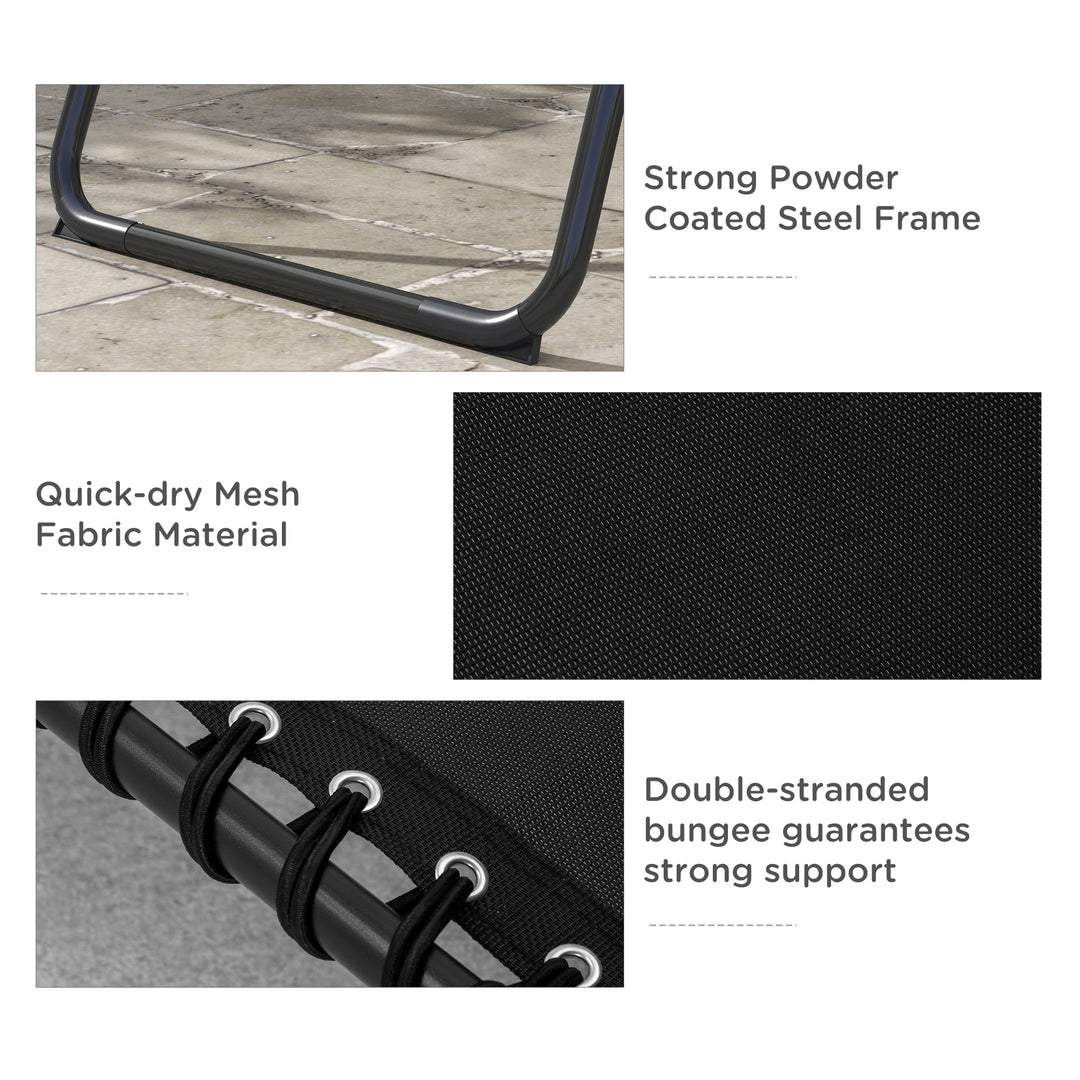 Set of Two Folding Sun Loungers, with Four-Position Backs - Black