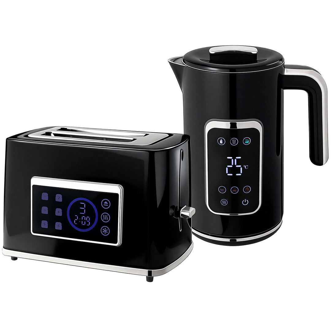 Touch Screen Kettle and Toaster Set - Black