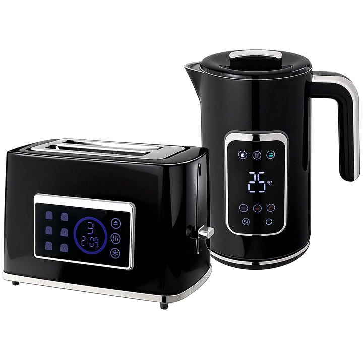 Touch Screen Kettle and Toaster Set - Black