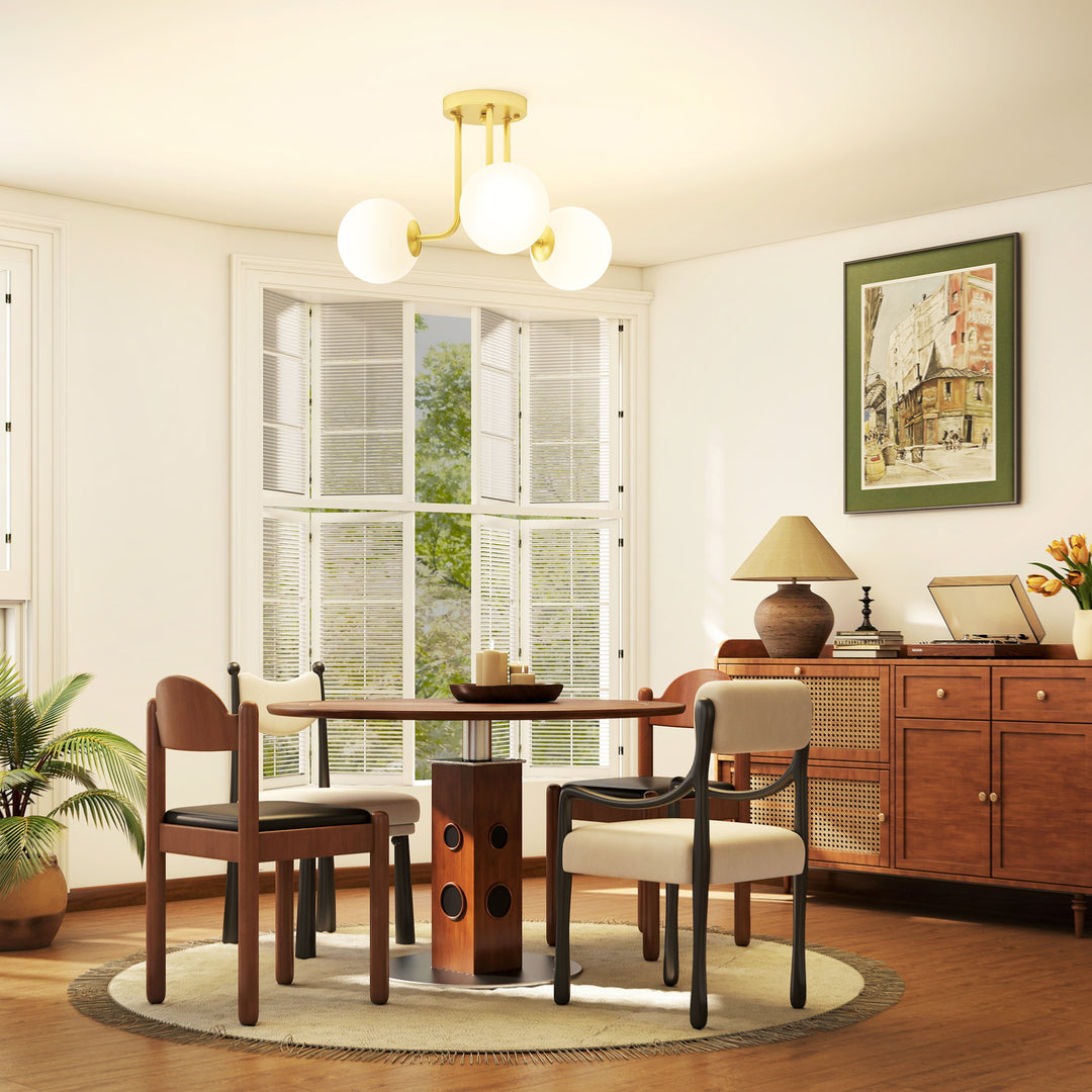 MCL LED Ceiling Light with Globe Shades, Modern 3-Light Ceiling Light with G9 Sockets for Living Room, Bedroom, Dining Room, Bulbs Not Included, Gold Tone