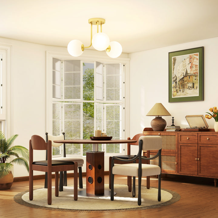 MCL LED Ceiling Light with Globe Shades, Modern 3-Light Ceiling Light with G9 Sockets for Living Room, Bedroom, Dining Room, Bulbs Not Included, Gold Tone