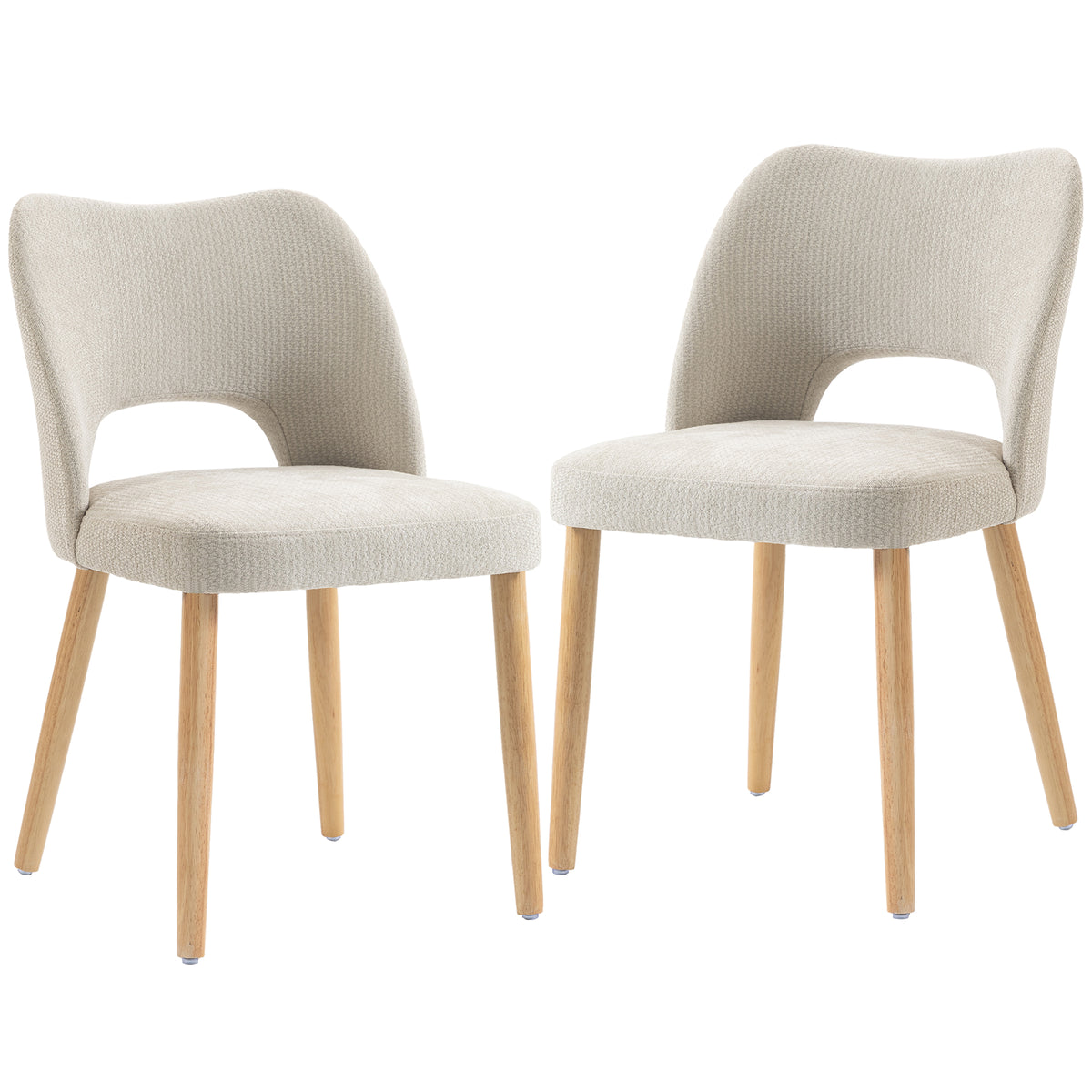 Dining Chairs Set Upholstered Kitchen Chenille Tool Free Assembly - Beige