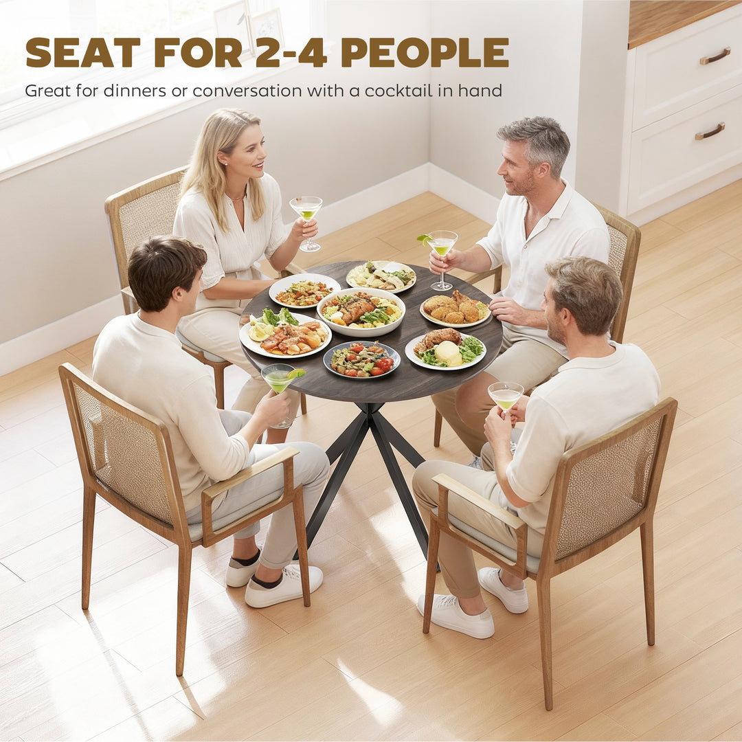 80cm Industrial Round Dining Table - Brown