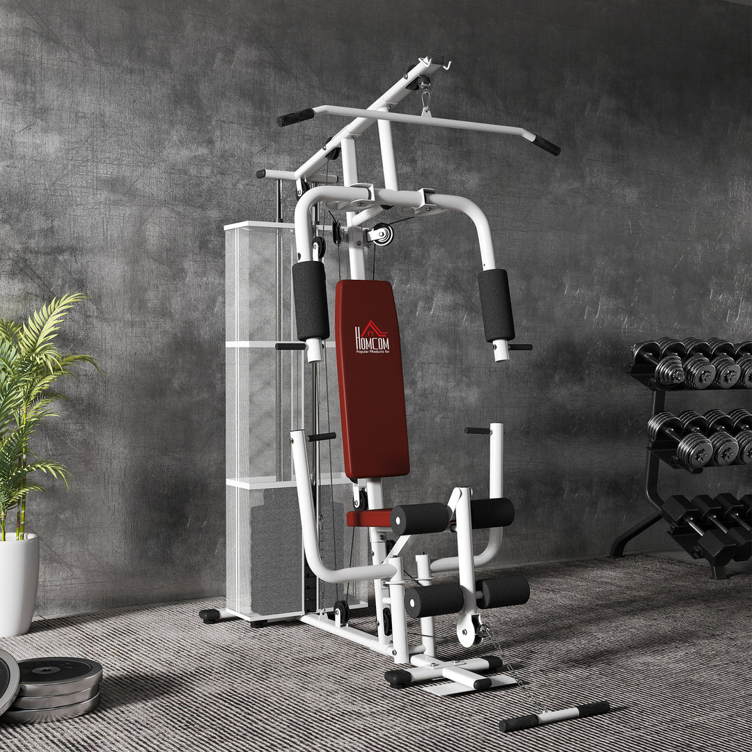 Multifunction Home Gym Weight Training Workout Station Fitness Strength Machine, White