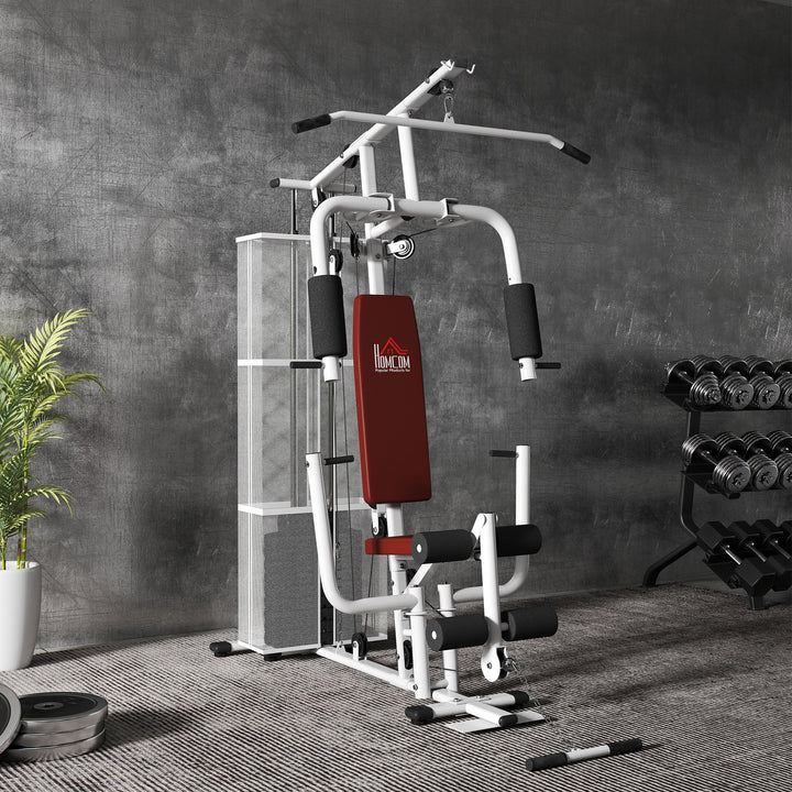 Multifunction Home Gym Weight Training Workout Station Fitness Strength Machine, White