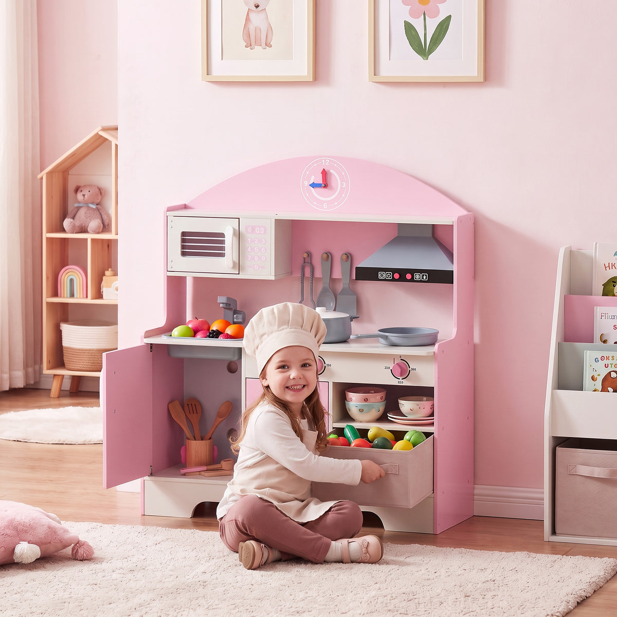 Kids Play Kitchen with Lights & Sounds, Pretend Play Toy set with - view 2