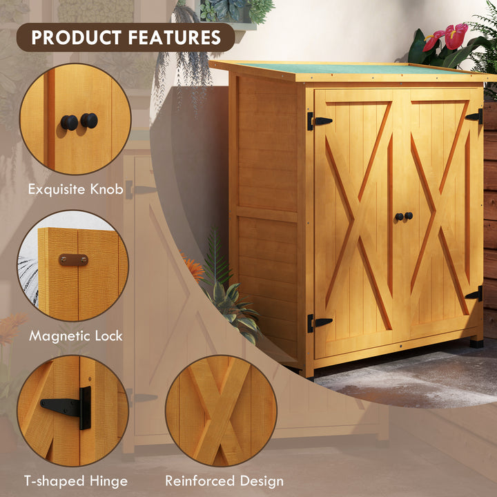 46.5 x 97cm Compact Wooden Storage Shed - Yellow