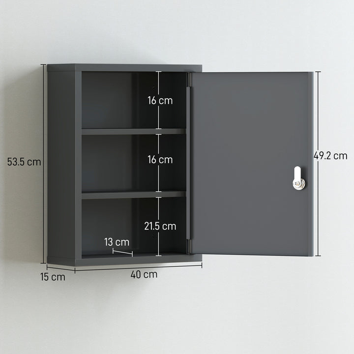 Locking Medicine Cabinet, First Aid Cabinet with Storage Shelves - view 3