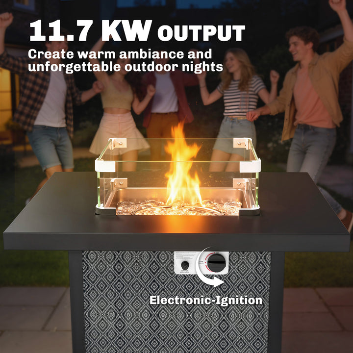 Propane Gas Fire Pit Table for Garden, 11.7 KW Smokeless Firepit Outdo
