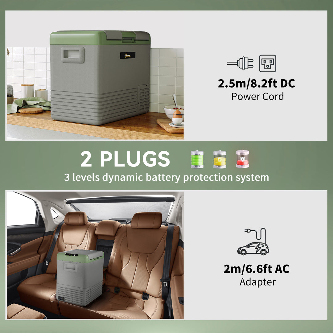 50L Portable Car Refrigerator - Light Green and Grey