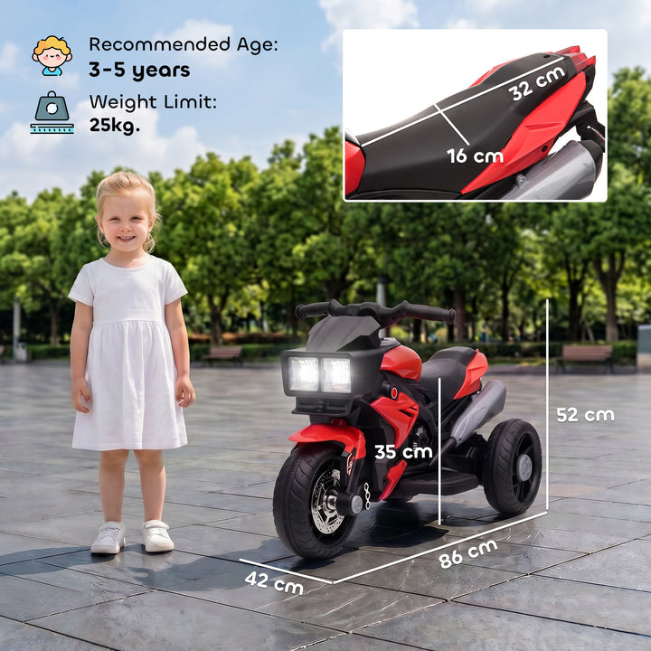 Kids Electric Motorcycle Ride-On Toy, 3-Wheel Battery-Operated Motorbi