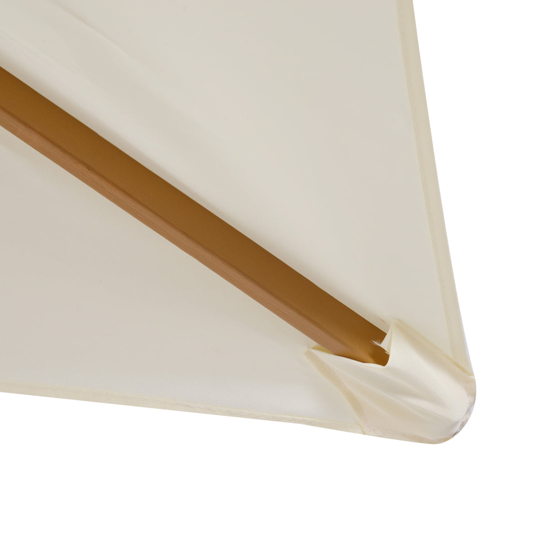 2 x 3m Wooden Garden Parasol Umbrella Outdoor Sun Shade Canopy, Cream White