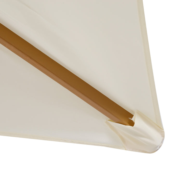 2 x 3m Wooden Garden Parasol Umbrella Outdoor Sun Shade Canopy, Cream White