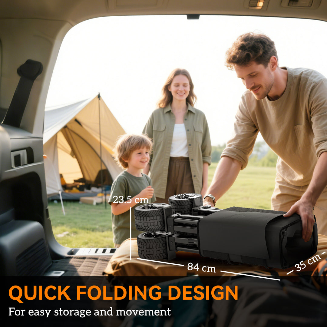 Folding Garden Trolley, Cargo Traile on Wheels, Collapsible Camping Trolley, Outdoor Utility Wagon, Dark Grey