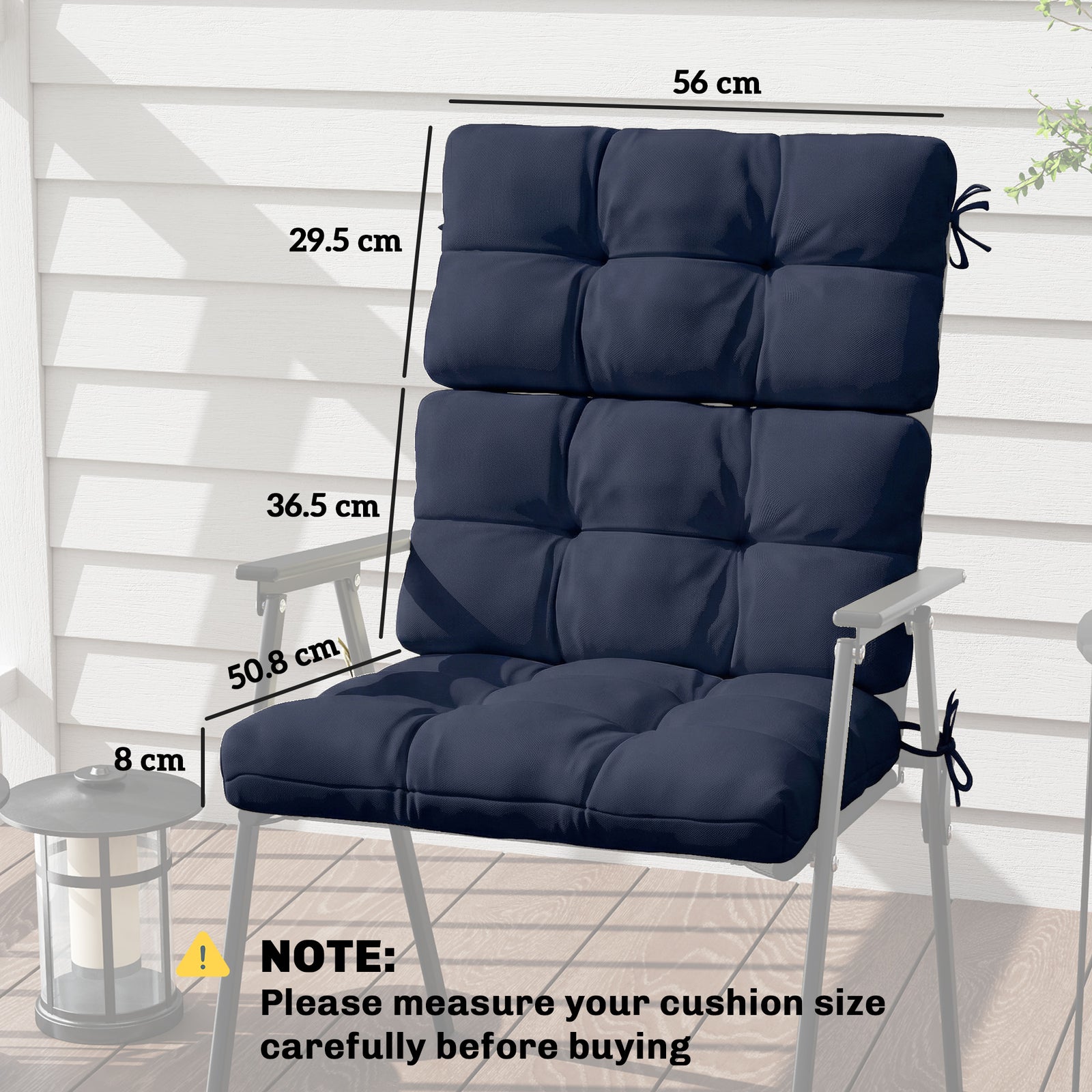 2-Piece Seat Cushion Replacement with Backrest, Garden Patio Chair Cus