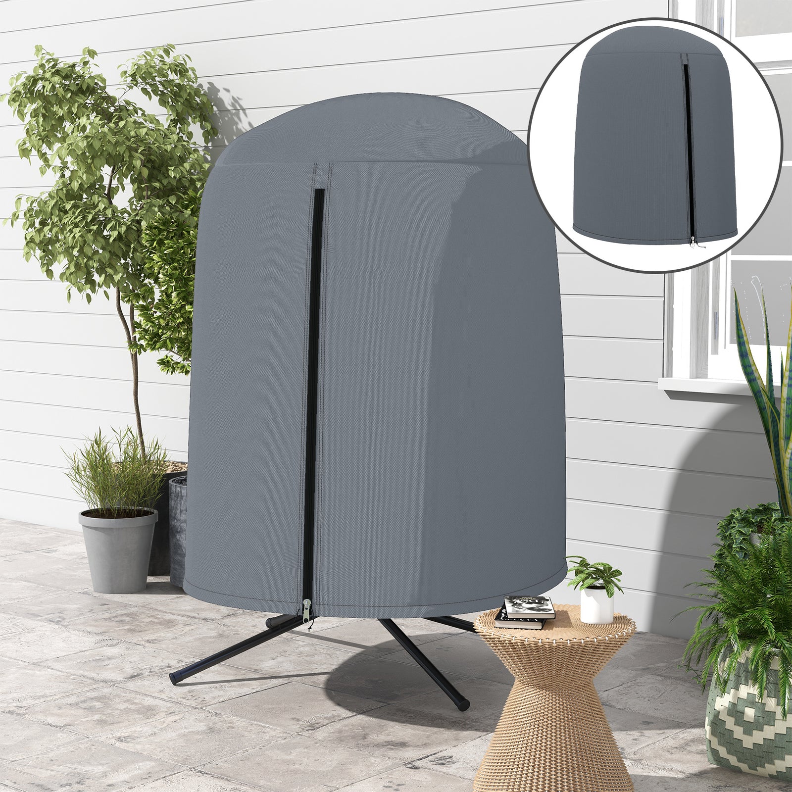 190 x Φ128cm Hanging Egg Chair Furniture Cover - Grey