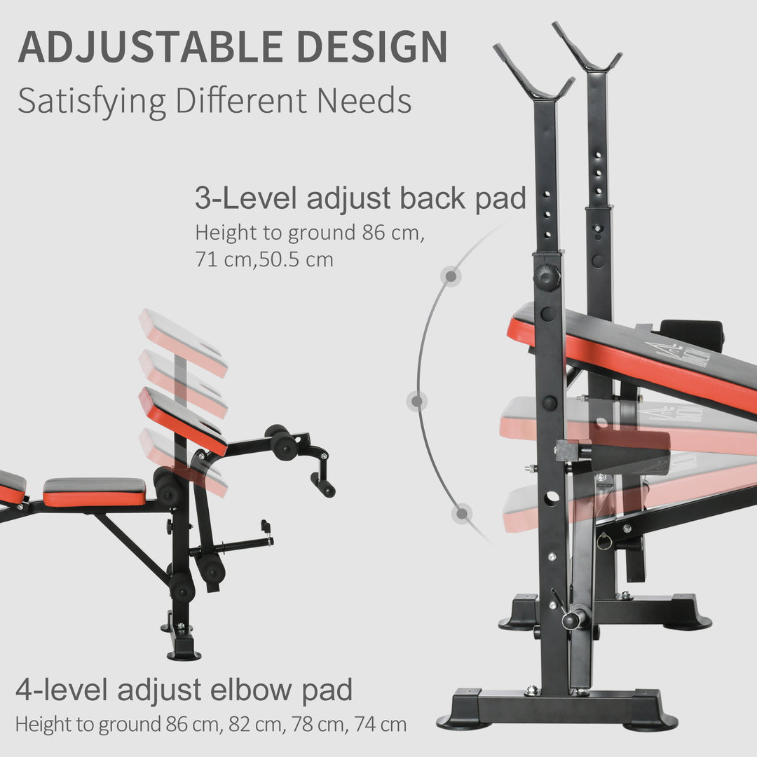 HOMCOM Adjustable Weight Bench with Leg Developer Barbell Rack for Weight Lifting and Strength Training Multifunctional Workout Station