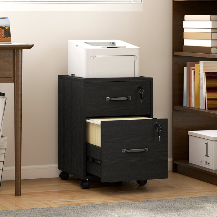 Rolling File Cabinet with 2 Drawers, Mobile Filing Cabinet with Hanging File Folder for Letter Sized Documents